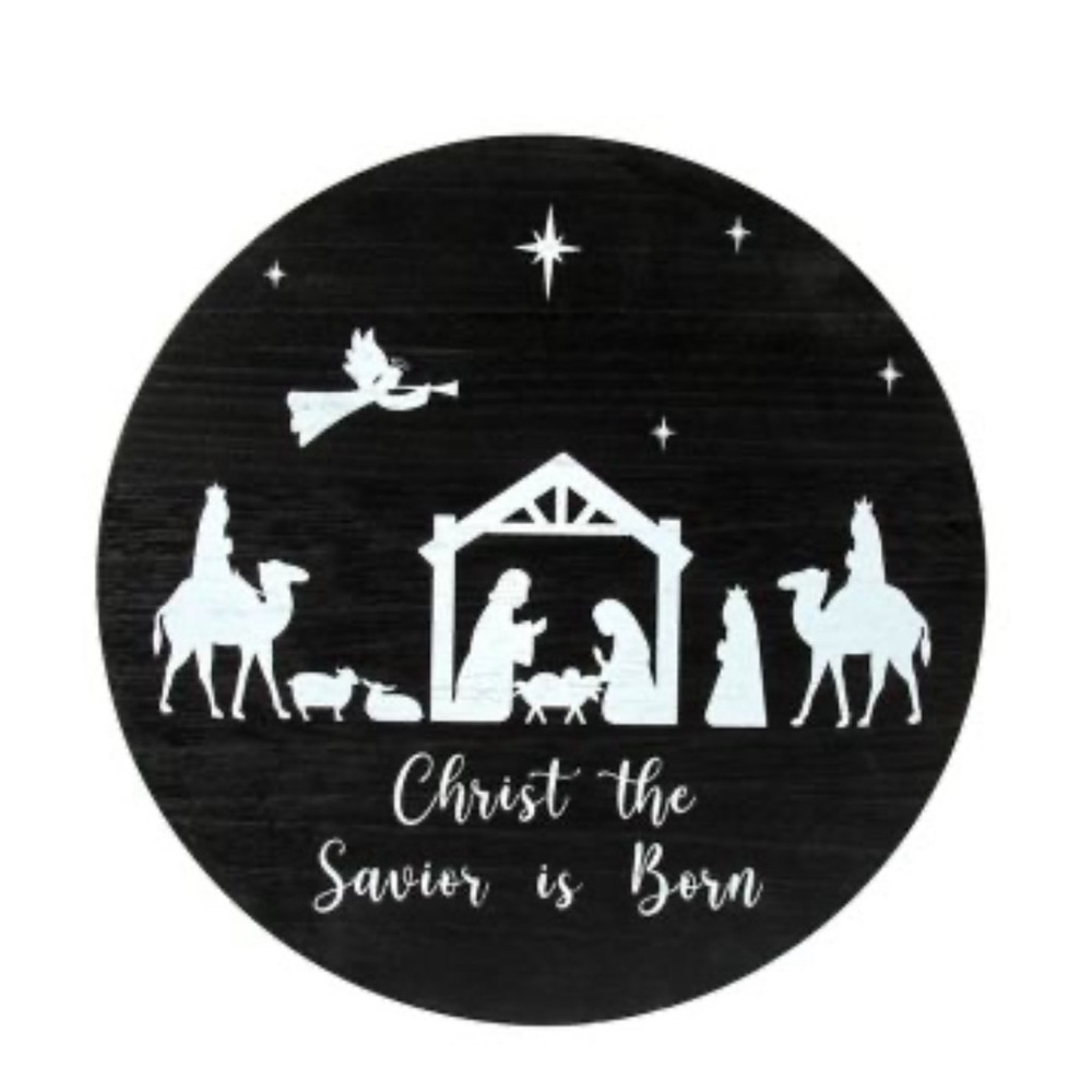 NIB Positively Simple Round Nativity Door Sign